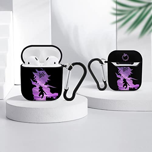 AirPods Case Cover with Keychain for AirPods 2&1, Novelty Anime Printing Shockproof Case Compatiable with Wireless Charging