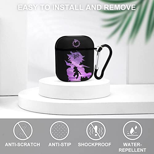 AirPods Case Cover with Keychain for AirPods 2&1, Novelty Anime Printing Shockproof Case Compatiable with Wireless Charging