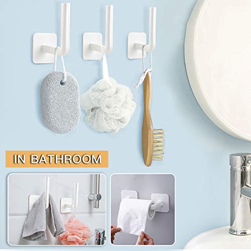 Muilt-Purpose Adhesive Hooks, Seamless Wall Hooks for Kitchen Bathroom Bedroom Hanging for Cups Utensil Coats,Towel,Handbag Utility Hooks 2PCS