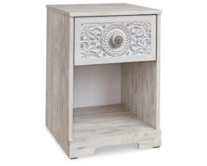 signature design by ashley paxberry boho 1 drawer nightstand, whitewash
