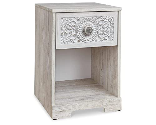 Signature Design by Ashley Paxberry Boho 1 Drawer Nightstand, Whitewash