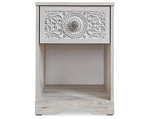 Signature Design by Ashley Paxberry Boho 1 Drawer Nightstand, Whitewash