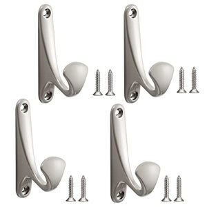 wall hooks 4pack towel hooks zinc alloy integrated single hook rust-resistant/corrosion resistant/long using life（silver）
