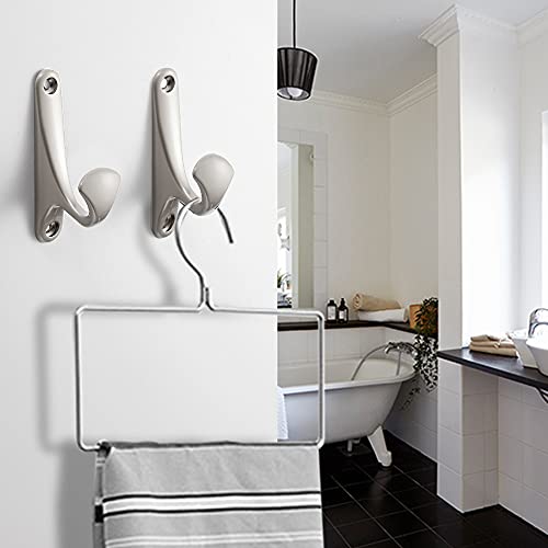 Wall Hooks 4pack Towel Hooks Zinc Alloy Integrated Single Hook Rust-Resistant/Corrosion Resistant/Long Using Life（Silver）