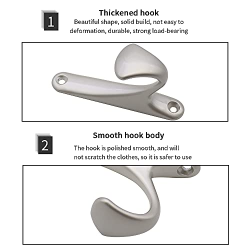 Wall Hooks 4pack Towel Hooks Zinc Alloy Integrated Single Hook Rust-Resistant/Corrosion Resistant/Long Using Life（Silver）