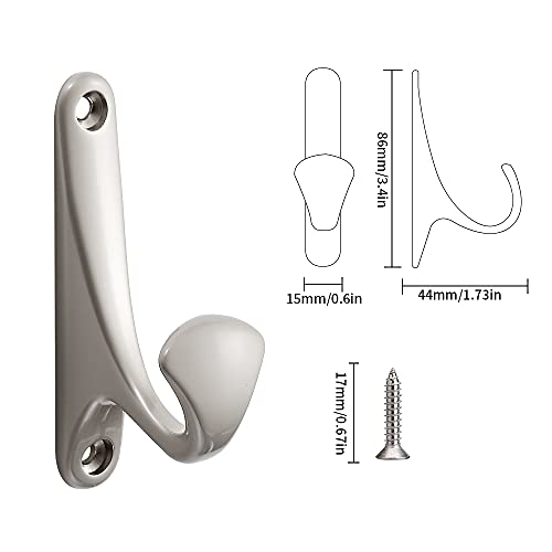 Wall Hooks 4pack Towel Hooks Zinc Alloy Integrated Single Hook Rust-Resistant/Corrosion Resistant/Long Using Life（Silver）