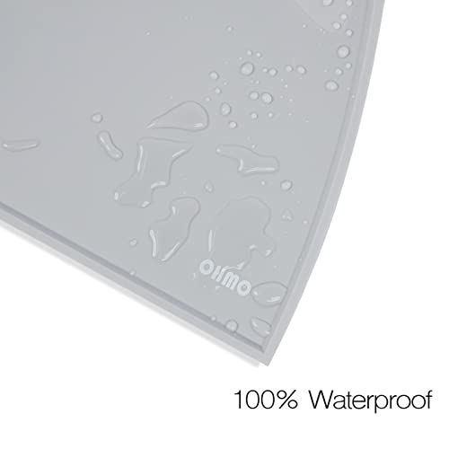 OHMO - Cat Food Mat, Silicone Pet Feeding Mat for Floor Non-Skid Waterproof Dog Water Bowl Tray, Easy to Clean Pet Placemat (Ash, 18 * 9.8'')