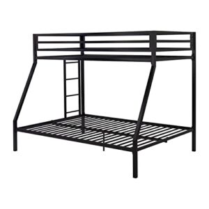 SHA CERLIN Metal Bunk Bed Twin Over Full Size with Removable Stairs, Heavy Duty Sturdy Frame with 12" Under-Bed Storage for Teen & Adults, Teens, No Box Spring Needed, Black