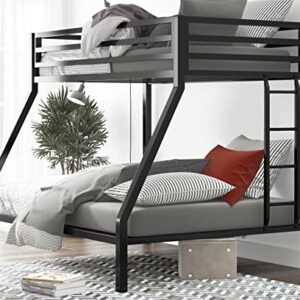 SHA CERLIN Metal Bunk Bed Twin Over Full Size with Removable Stairs, Heavy Duty Sturdy Frame with 12" Under-Bed Storage for Teen & Adults, Teens, No Box Spring Needed, Black