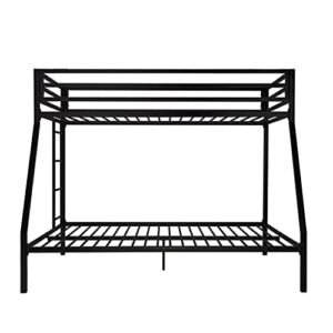 SHA CERLIN Metal Bunk Bed Twin Over Full Size with Removable Stairs, Heavy Duty Sturdy Frame with 12" Under-Bed Storage for Teen & Adults, Teens, No Box Spring Needed, Black