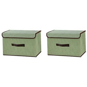 rilong storage bins with lid [2-pack] - folding basket cubes containers boxes，foldable clothes storage, toys, documents, etc.(light green )