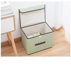 RILONG Storage Bins with Lid [2-Pack] - Folding Basket Cubes Containers Boxes，Foldable Clothes Storage, Toys, documents, etc.(Light green )