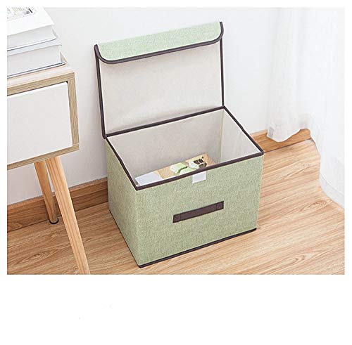 RILONG Storage Bins with Lid [2-Pack] - Folding Basket Cubes Containers Boxes，Foldable Clothes Storage, Toys, documents, etc.(Light green )