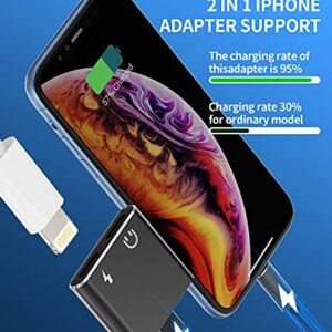 earphone Connector Compatible with iPhone Headphone Adapter Compatible for Lightning Double to Audio Jack and Charger Earphone Charging Splitter 11 12 Mini pro xs xr x Converter for ipad air for Apple