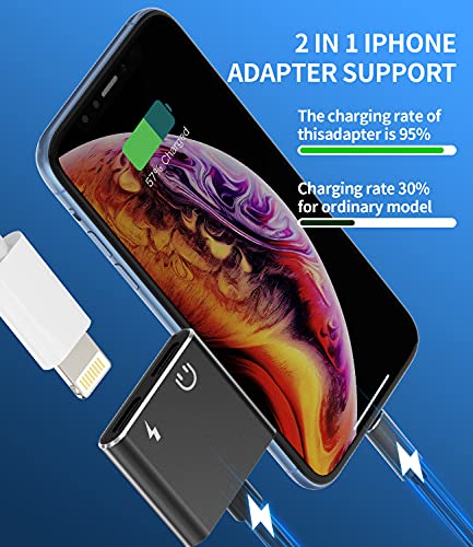 earphone Connector Compatible with iPhone Headphone Adapter Compatible for Lightning Double to Audio Jack and Charger Earphone Charging Splitter 11 12 Mini pro xs xr x Converter for ipad air for Apple