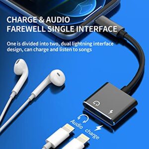 earphone Connector Compatible with iPhone Headphone Adapter Compatible for Lightning Double to Audio Jack and Charger Earphone Charging Splitter 11 12 Mini pro xs xr x Converter for ipad air for Apple