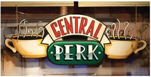 retro metal tin sign, coffee central perk metal tin sign, metal tin sign wall decoration/bar,restaurant, cafe, living room, bedroom, garage 12x16 inches.