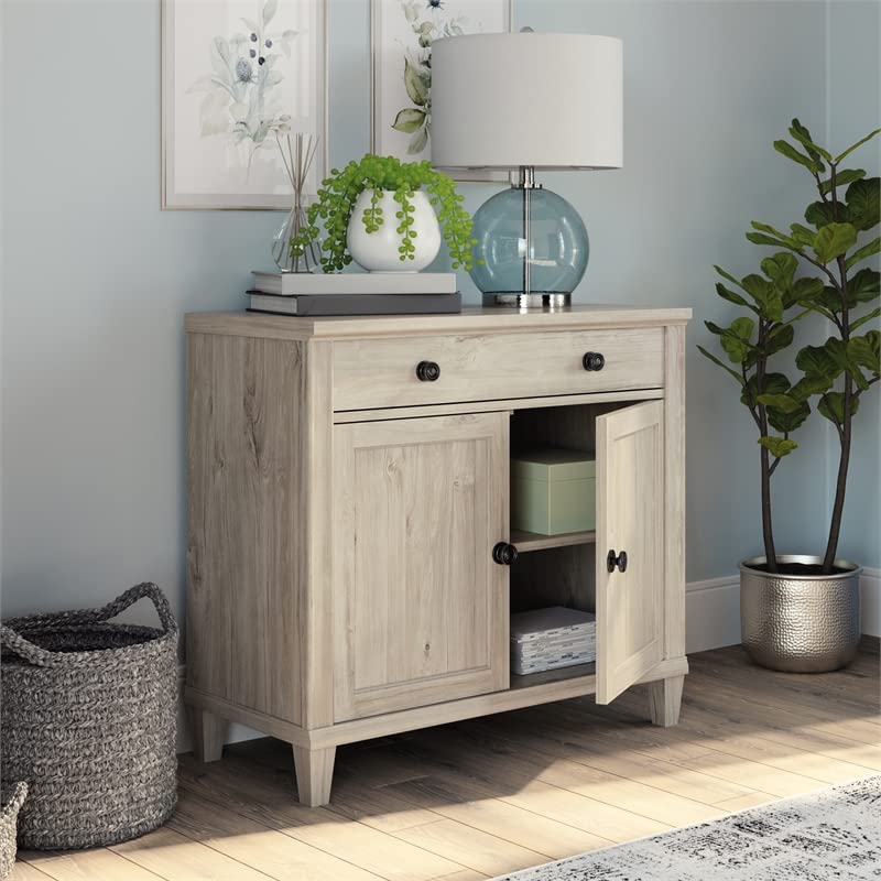 Sauder Hammond Chalk Oak Library Cabinet with Doors, Chalk Oak Finish