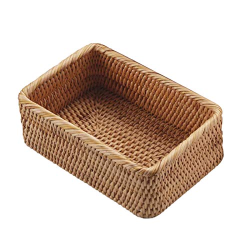 YYSS, Wicker Storage Basket Jewelry Rattan Stackable Sundries Key Magazine-Cosmetics Organizer Box Container (S)