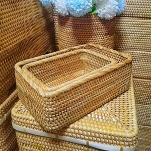 YYSS, Wicker Storage Basket Jewelry Rattan Stackable Sundries Key Magazine-Cosmetics Organizer Box Container (S)