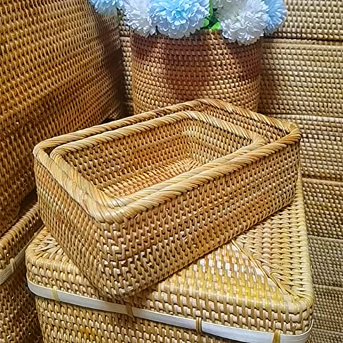 YYSS, Wicker Storage Basket Jewelry Rattan Stackable Sundries Key Magazine-Cosmetics Organizer Box Container (S)