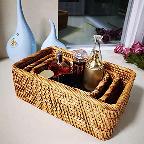 YYSS, Wicker Storage Basket Jewelry Rattan Stackable Sundries Key Magazine-Cosmetics Organizer Box Container (S)