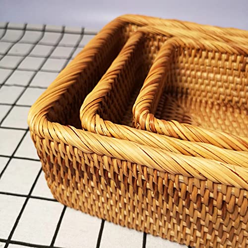 YYSS, Wicker Storage Basket Jewelry Rattan Stackable Sundries Key Magazine-Cosmetics Organizer Box Container (S)