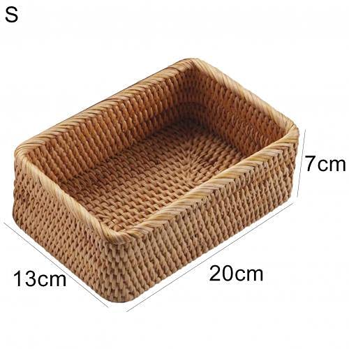 YYSS, Wicker Storage Basket Jewelry Rattan Stackable Sundries Key Magazine-Cosmetics Organizer Box Container (S)