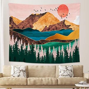 sunset tapestry forest tree tapestry nature landscape tapestry wall hanging tapestry for bedroom decor-h51.2×w59.1 inches