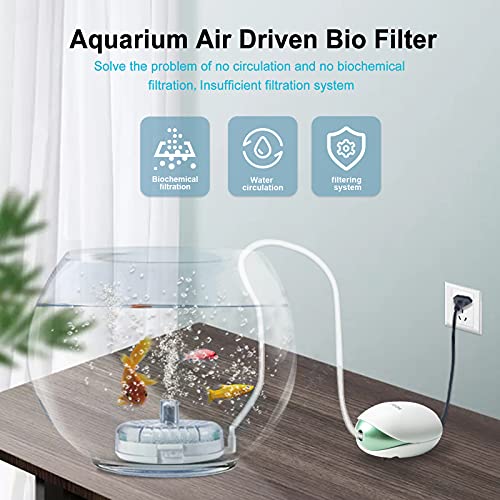 UPETTOOLS Aquarium Biochemical Sponge Filter with Air Stone Ultra-Thin Round Air Driven Clearable Bio Quiet Filter Sponge for Shrimp Nano Fish Tank