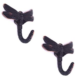 geenite 2pcs dragonfly coat hooks decorative creativity wall mounted hanger hook for home handbag key towel bathrobe (red bronze)