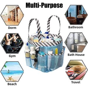 ARCCI Mesh Shower Caddy Tote, Large Portable Shower Caddy Basket with 8 Pockets, Quick Dry Hanging Toiletry Bath Shower Bag for College Dorm Room Essentials, Gym, Bathroom, Camp, Travel, Blue