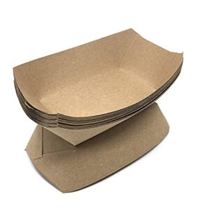 Mr Miracle Kraft Paper Food Tray. 1/4 - Pound Size. Pack of 100. Dim 4.25 x 3 Inches. Disposable and Recyclable. Made in USA