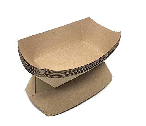 Mr Miracle Kraft Paper Food Tray. 1/4 - Pound Size. Pack of 100. Dim 4.25 x 3 Inches. Disposable and Recyclable. Made in USA