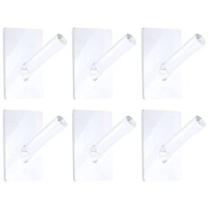 jetec 6 pieces hat hook for wall acrylic hooks clear hat hooks coat hooks hat rack robe hook adhesive hooks for bathroom kitchen towels wall hat clothes and more (clear)