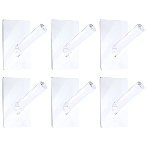 Jetec 6 Pieces Hat Hook for Wall Acrylic Hooks Clear Hat Hooks Coat Hooks Hat Rack Robe Hook Adhesive Hooks for Bathroom Kitchen Towels Wall Hat Clothes and More (Clear)