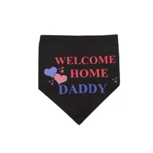 EechicSpace Welcome Home Daddy Decorations Dog Bandana Black Scarf Military Army Soldier Marine Navy Air Force Gift for Small Pets