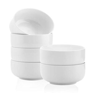kanwone porcelain bowl set - 32 ounce for cereal, salad and soup, microwave and dishwasher safe - set of 6, white