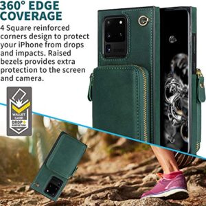 Crossbody Wallet Case for Samsung Galaxy S20 Ultra,Wallet Phone Case with Card Holder,Kickstand,Magnetic Closure,Zipper Phone Purse,Strap