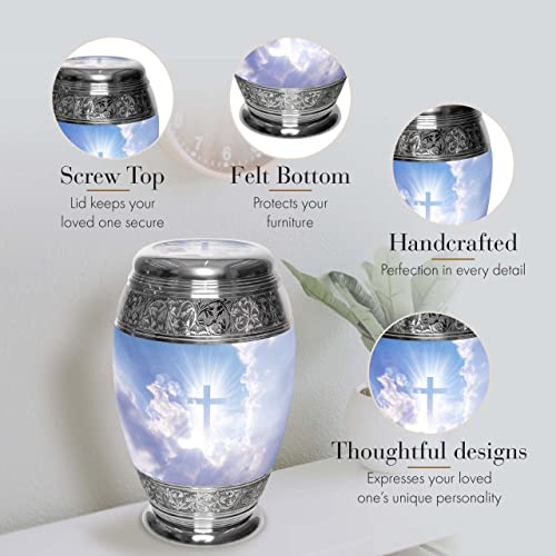 Heavenly Cross Cremation Urns for Adult Ashes Large XL or Small Keepsake Urns for Human Ashes Adult Female & Urns for Ashes Adult Male for Home or Burial