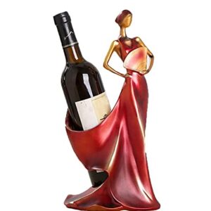 Wine Holder, Wine Rack Tall Drink Giraffe Animal Tabletop Single Wine Accessory Bottle Holder, Women Shaped Sturdy Sculpture Wine Bottle Holders, Figurine Kitchen Decoration Crafts.(Red)