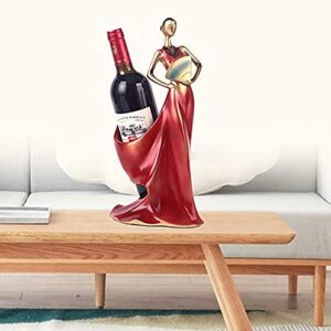 Wine Holder, Wine Rack Tall Drink Giraffe Animal Tabletop Single Wine Accessory Bottle Holder, Women Shaped Sturdy Sculpture Wine Bottle Holders, Figurine Kitchen Decoration Crafts.(Red)