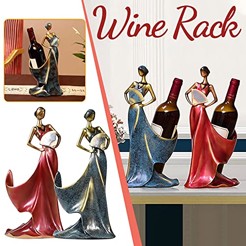 Wine Holder, Wine Rack Tall Drink Giraffe Animal Tabletop Single Wine Accessory Bottle Holder, Women Shaped Sturdy Sculpture Wine Bottle Holders, Figurine Kitchen Decoration Crafts.(Red)