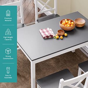 mecor 5-Piece Kitchen Dining Table Set, Pine Wood Dining Table and 4 Chairs Dinette Table Kitchen Room Furniture，Grey