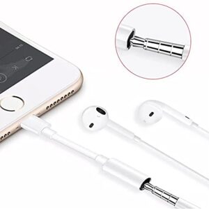 3 Pack Lightning to 3.5mm Headphone Jack Adapter MFi Certified, Connector Aux Audio Adapter iphone Adapter White Support for iPhone 7/7P/8/8P/X/XS/11/11 PM/12/12PM/13/13PM Compatible iOS 10.3 or Later