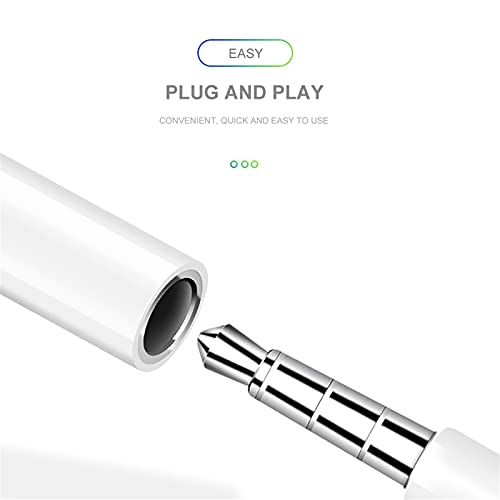 3 Pack Lightning to 3.5mm Headphone Jack Adapter MFi Certified, Connector Aux Audio Adapter iphone Adapter White Support for iPhone 7/7P/8/8P/X/XS/11/11 PM/12/12PM/13/13PM Compatible iOS 10.3 or Later