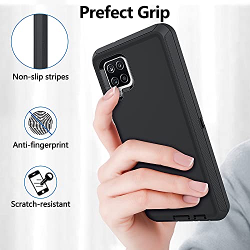 Hensinple Case for Samsung Galaxy A42 5G, Case for Samsung Galaxy A42 5G Heavy Duty Defender Shockproof Dustproof Rugged Protective Bumper Cover for Samsung A42 5G Black (Without Screen Protector)