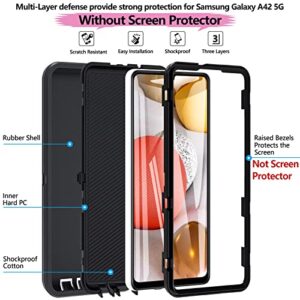 Hensinple Case for Samsung Galaxy A42 5G, Case for Samsung Galaxy A42 5G Heavy Duty Defender Shockproof Dustproof Rugged Protective Bumper Cover for Samsung A42 5G Black (Without Screen Protector)