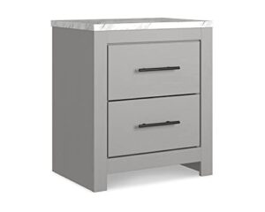 signature design by ashley cottonburg contemporary two drawer nightstand, light gray/white