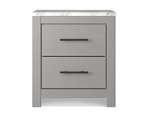 Signature Design by Ashley Cottonburg Contemporary Two Drawer Nightstand, Light Gray/White